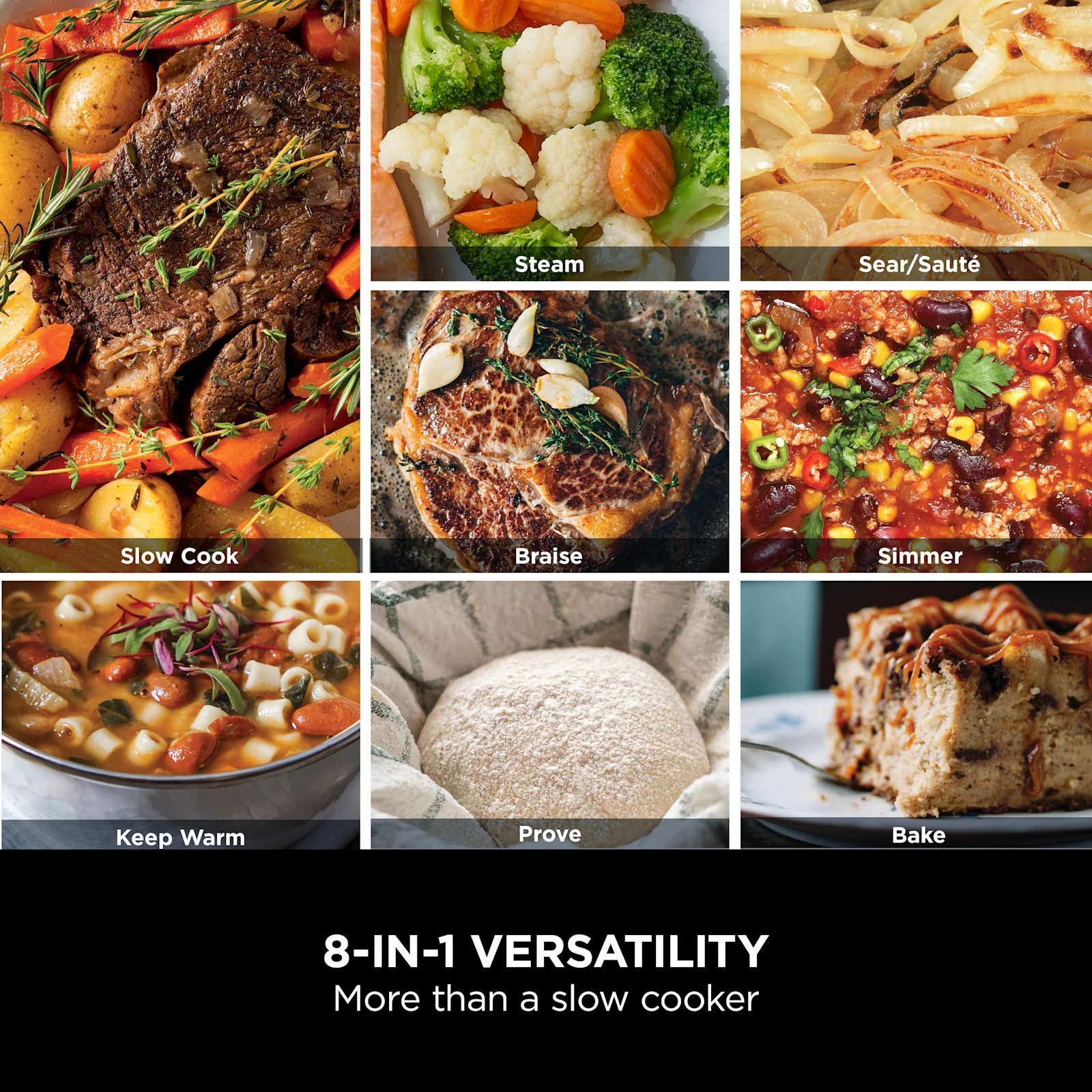 8-in-1 versatility: 8 cooking functions